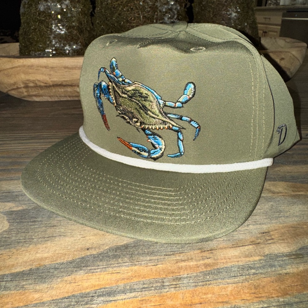 NEW Duck Camp Olive Green Crab Embroidered Men's Cap
